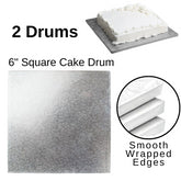 2 Boards - 8" Square Cake Drums - Silver Cake Drum